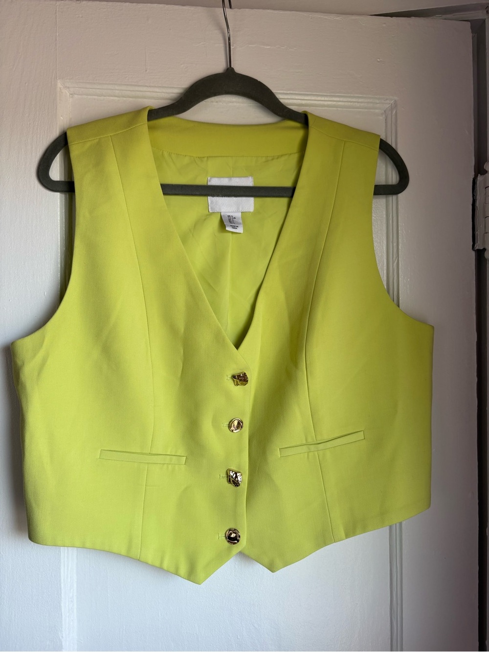 Christian Lacroix Lime Green Tailored Buttoned Vest Size Large